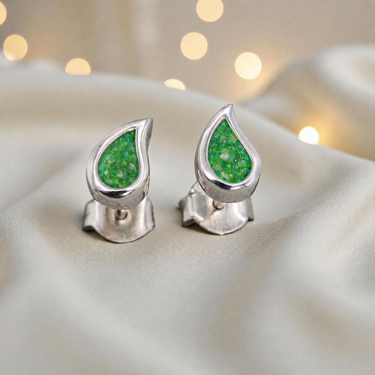 Keepsake Memorial Sterling Silver Ladies Ashes Earrings - Drops Of Love