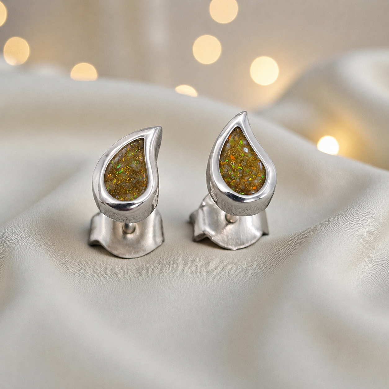 Keepsake Memorial Sterling Silver Ladies Ashes Earrings - Drops Of Love