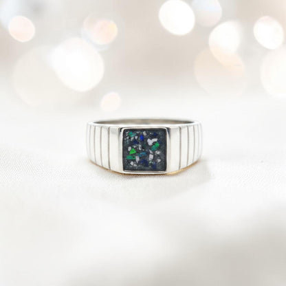 Echo Keepsake Memorial Gent's square signet ashes ring, handcrafted in Lancashire UK