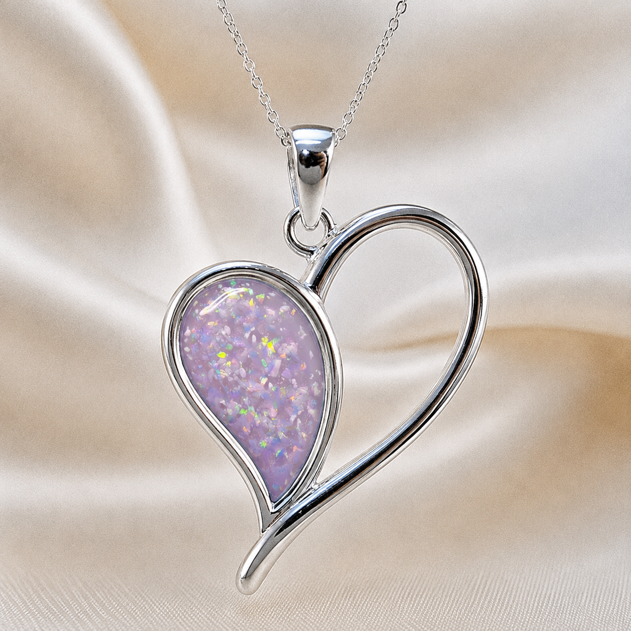 Elnath heart ashes pendant in unicorn purple, handcrafted in Lancashire UK