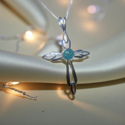 Errai sterling silver memorial cross pendant, handcrafted in Lancashire UK - by Keepsake Memorial Jewellery