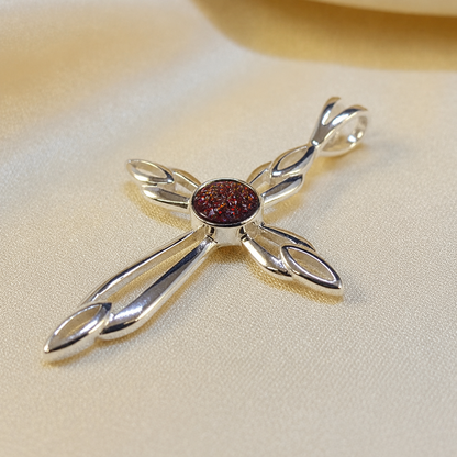 Errai sterling silver memorial cross pendant in copper mocha, handcrafted in Lancashire UK - by Keepsake Memorial Jewellery