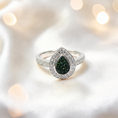 Keepsake Memorial Silver Eternal Light Ashes Ring in Black Flame  - Handcrafted in the UK