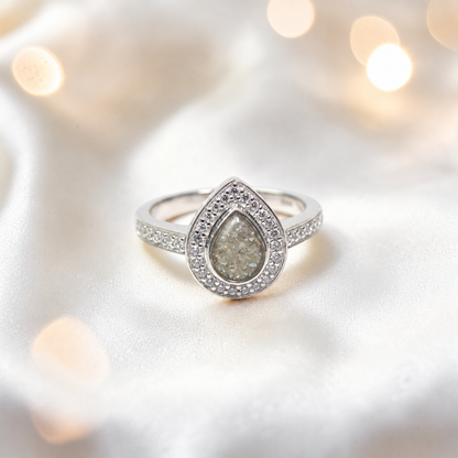 Keepsake Memorial Silver Eternal Light Ashes Ring in Natural Ash - Handcrafted in the UK
