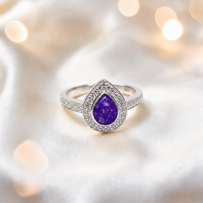 Keepsake Memorial Silver Eternal Light Ashes Ring in Sleepy Lavender- Handcrafted in the UK