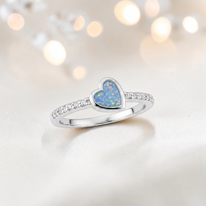 Keepsake Memorial Silver Ever Close Ashes Ring in Baby Blue - Handcrafted in the UK 