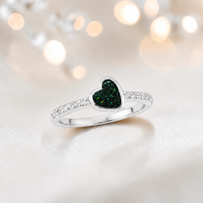 Keepsake Memorial Silver Ever Close Ashes Ring in Black Flame  - Handcrafted in the UK 