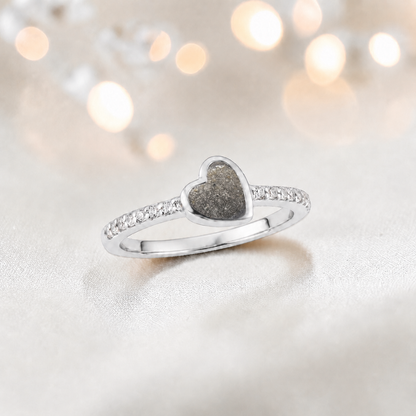 Keepsake Memorial Silver Ever Close Ashes Ring in Natural Ash - Handcrafted in the UK 