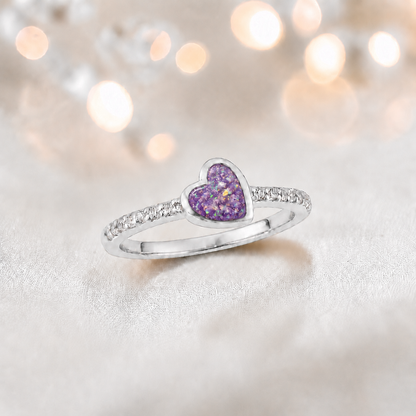 Keepsake Memorial Silver Ever Close Ashes Ring in Rose Pink - Handcrafted in the UK 