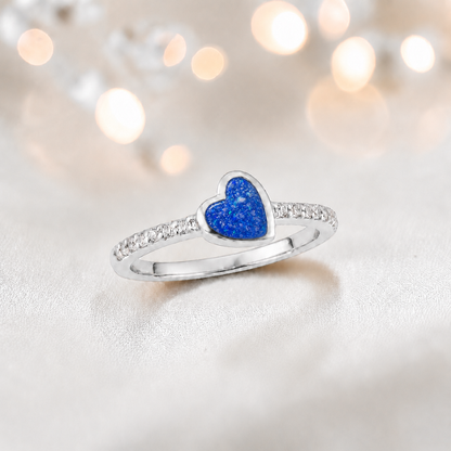 Keepsake Memorial Silver Ever Close Ashes Ring in Royal Blue - Handcrafted in the UK 