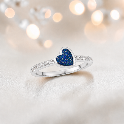 Keepsake Memorial Silver Ever Close Ashes Ring in Sapphire Glow - Handcrafted in the UK 