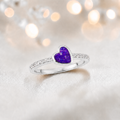 Keepsake Memorial Silver Ever Close Ashes Ring in Sleepy Lavender - Handcrafted in the UK 