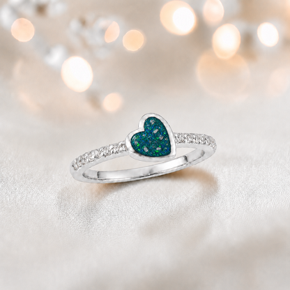 Keepsake Memorial Silver Ever Close Ashes Ring in Teal Mist- Handcrafted in the UK 