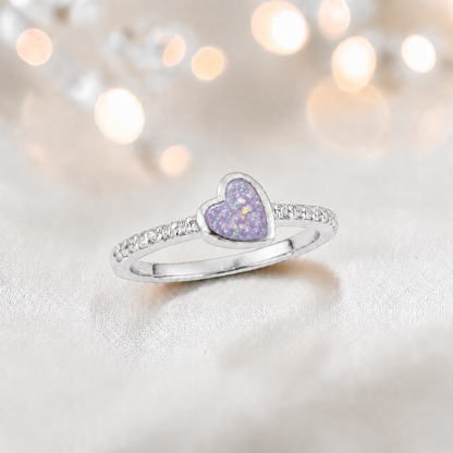 Keepsake Memorial Silver Ever Close Ashes Ring in Unicorn Purple - Handcrafted in the UK 
