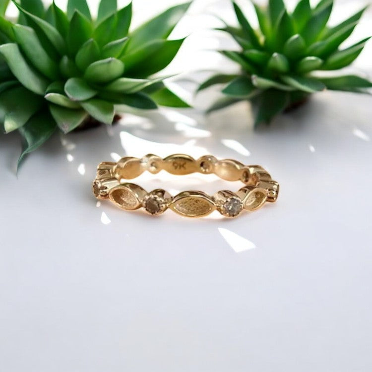 9K Gold Full Marquise CZ Band