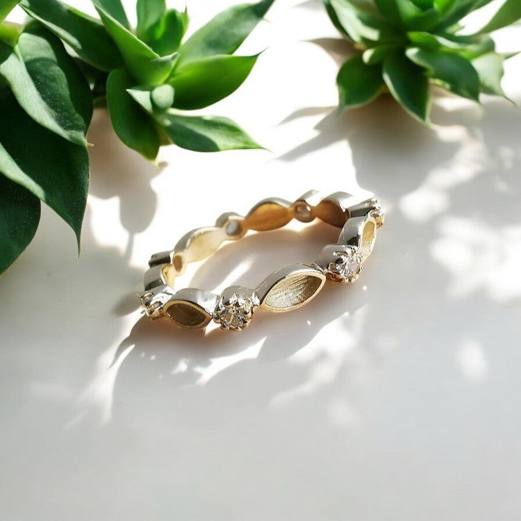 9K Gold Full Marquise CZ Band