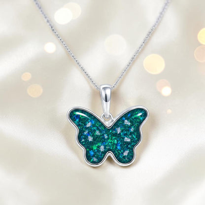 Foma butterfly memorial pendant, handcrafted in Lancashire UK - by Keepsake Memorial Jewellery