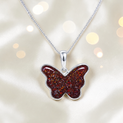 Foma butterfly memorial pendant in copper mocha, handcrafted in Lancashire UK - by Keepsake Memorial Jewellery