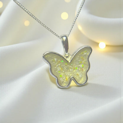 Foma butterfly memorial pendant, handcrafted in Lancashire UK - by Keepsake Memorial Jewellery