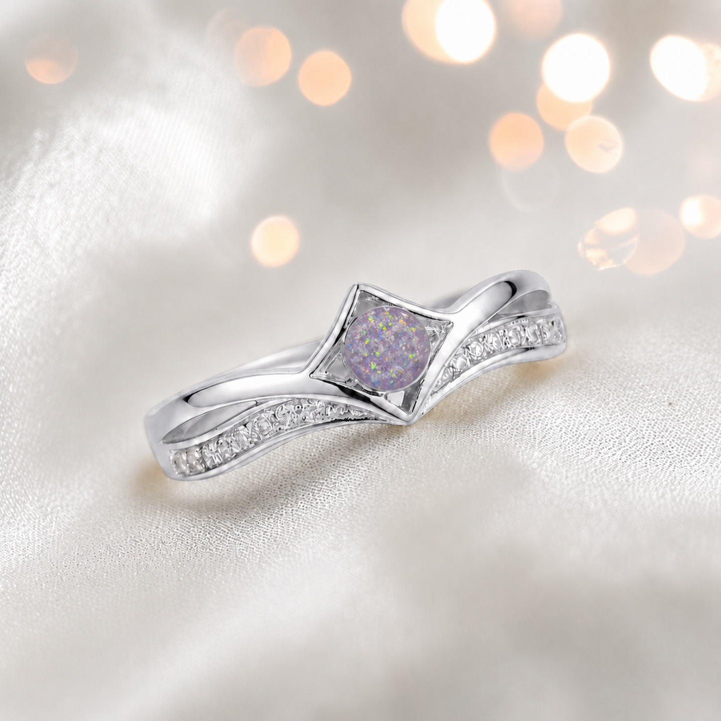 Keepsake Memorial Silver Forever Ashes Ring in Unicorn Purple - Handcrafted in the UK