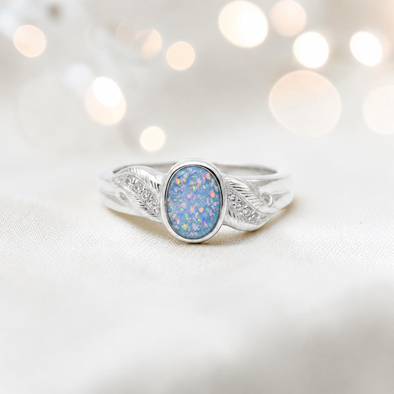 Keepsake Memorial Silver Forever with me Ashes Ring in Baby blue  - Handcrafted in the UK