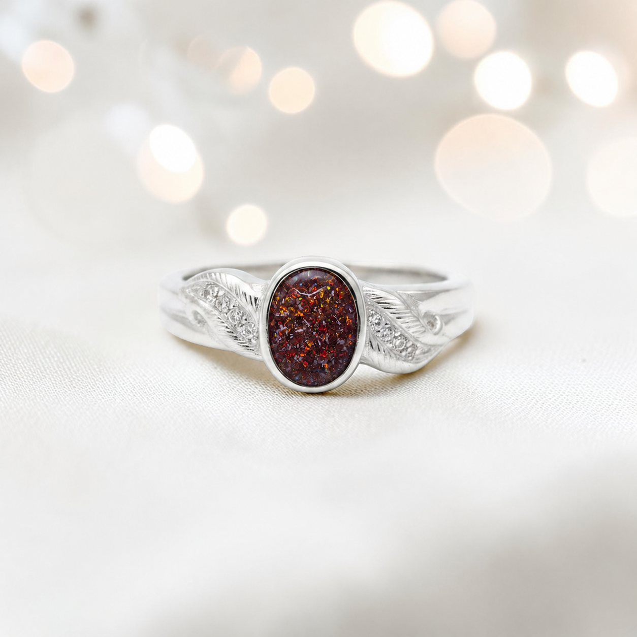 Keepsake Memorial Silver Forever with me Ashes Ring in Copper Mocha  - Handcrafted in the UK