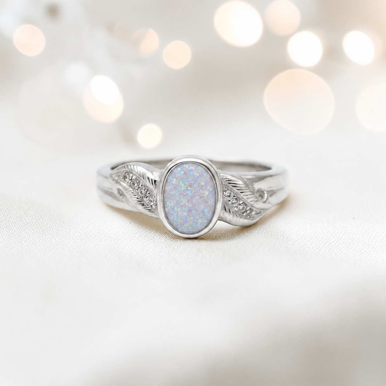 Keepsake Memorial Silver Forever with me Ashes Ring in White snow  - Handcrafted in the UK