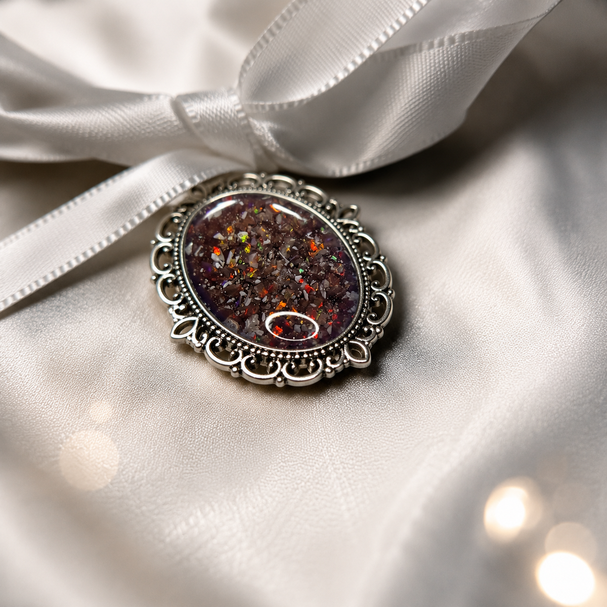Forever With Me wedding memorial bouquet charm, in copper mocha, handcrafted in Lancashire UK - by Keepsake Memorial Jewellery