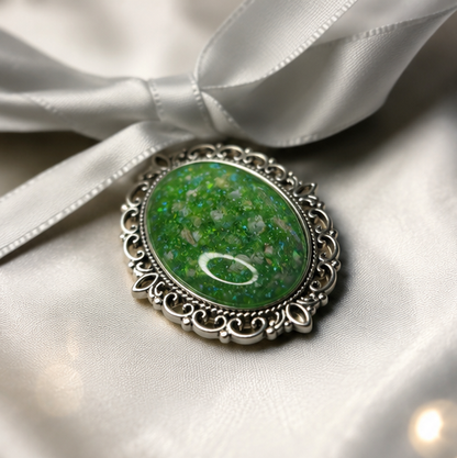 Forever With Me wedding memorial bouquet charm, in fruit green, handcrafted in Lancashire UK - by Keepsake Memorial Jewellery