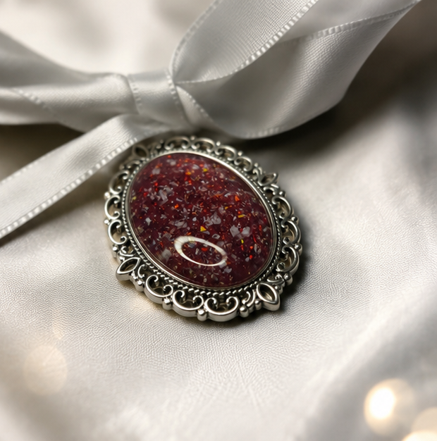 Forever With Me wedding memorial bouquet charm, in ruby red, handcrafted in Lancashire UK - by Keepsake Memorial Jewellery