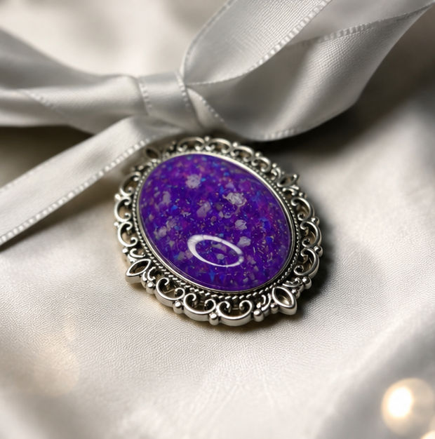 Forever With Me wedding memorial bouquet charm, in sleepy lavender, handcrafted in Lancashire UK - by Keepsake Memorial Jewellery