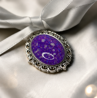Forever With Me wedding memorial bouquet charm, in sleepy lavender, handcrafted in Lancashire UK - by Keepsake Memorial Jewellery