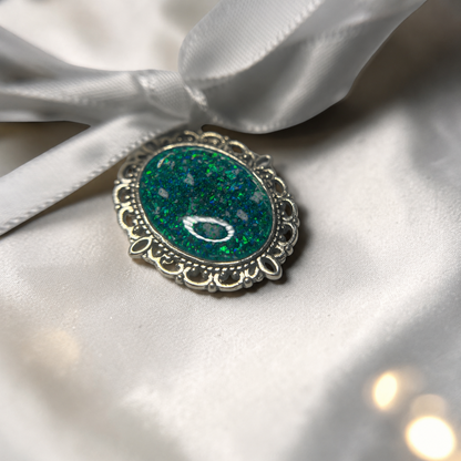 Forever With Me wedding memorial bouquet charm, in teal mist, handcrafted in Lancashire UK - by Keepsake Memorial Jewellery