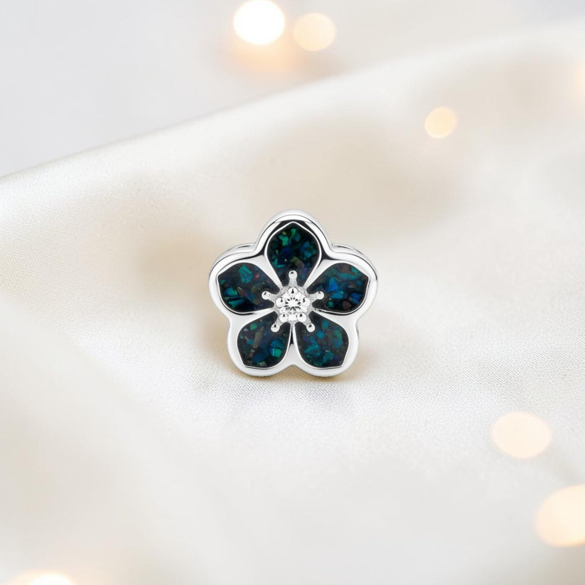 Forget me not memorial ashes charm, handcrafted in Lancashire UK
