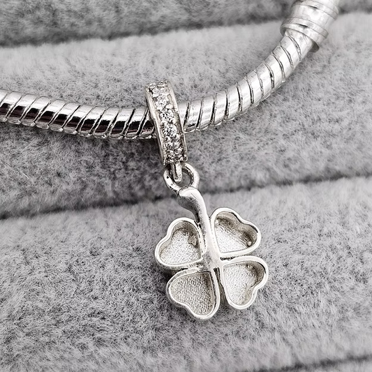 Silver four leaf clover keepsake charm, handcrafted in Lancashire, UK