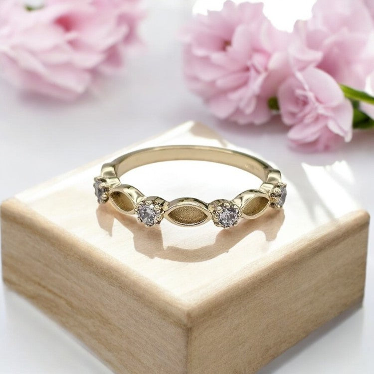9K Gold (Half) Marquise CZ Band
