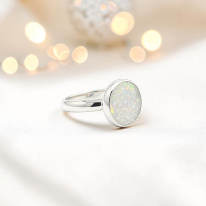 Gabrielle silver round memorial ashes ring, handcrafted in lancashire 
