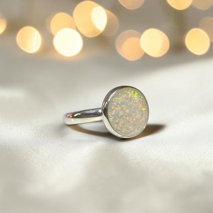 Gabrielle silver round ashes memorial ring, handcrafted in lancashire 