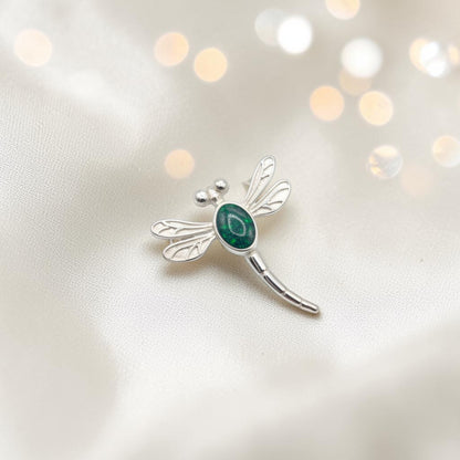 Guiding Light Dragonfly Brooch — silver dragonfly ashes memorial brooch, handcrafted in Lancashire, UK