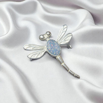 Keepsake Memorial Silver guiding light dragonfly brooch in Baby blue Handcrafted in the UK - by Keepsake Memorial Jewellery