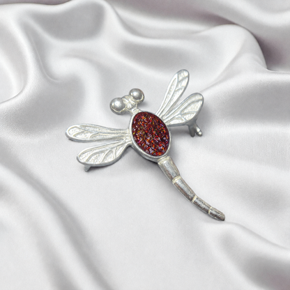 Keepsake Memorial Silver guiding light dragonfly brooch in Copper Mocha. Handcrafted in the UK by Keepsake Memorial Jewellery