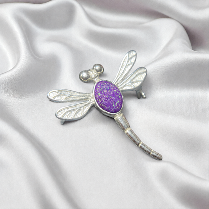 Keepsake Memorial Silver guiding light dragonfly brooch in Rose Pink- Handcrafted in the UK - by Keepsake Memorial Jewellery