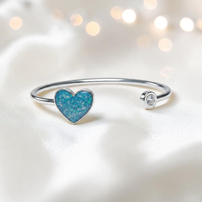 Halcyon Bangle — silver heart ashes memorial bangle, handcrafted in Lancashire, UK - by Keepsake memorial Jewellery