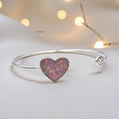 Halcyon Bangle — silver heart ashes memorial bangle, handcrafted in Lancashire, UK