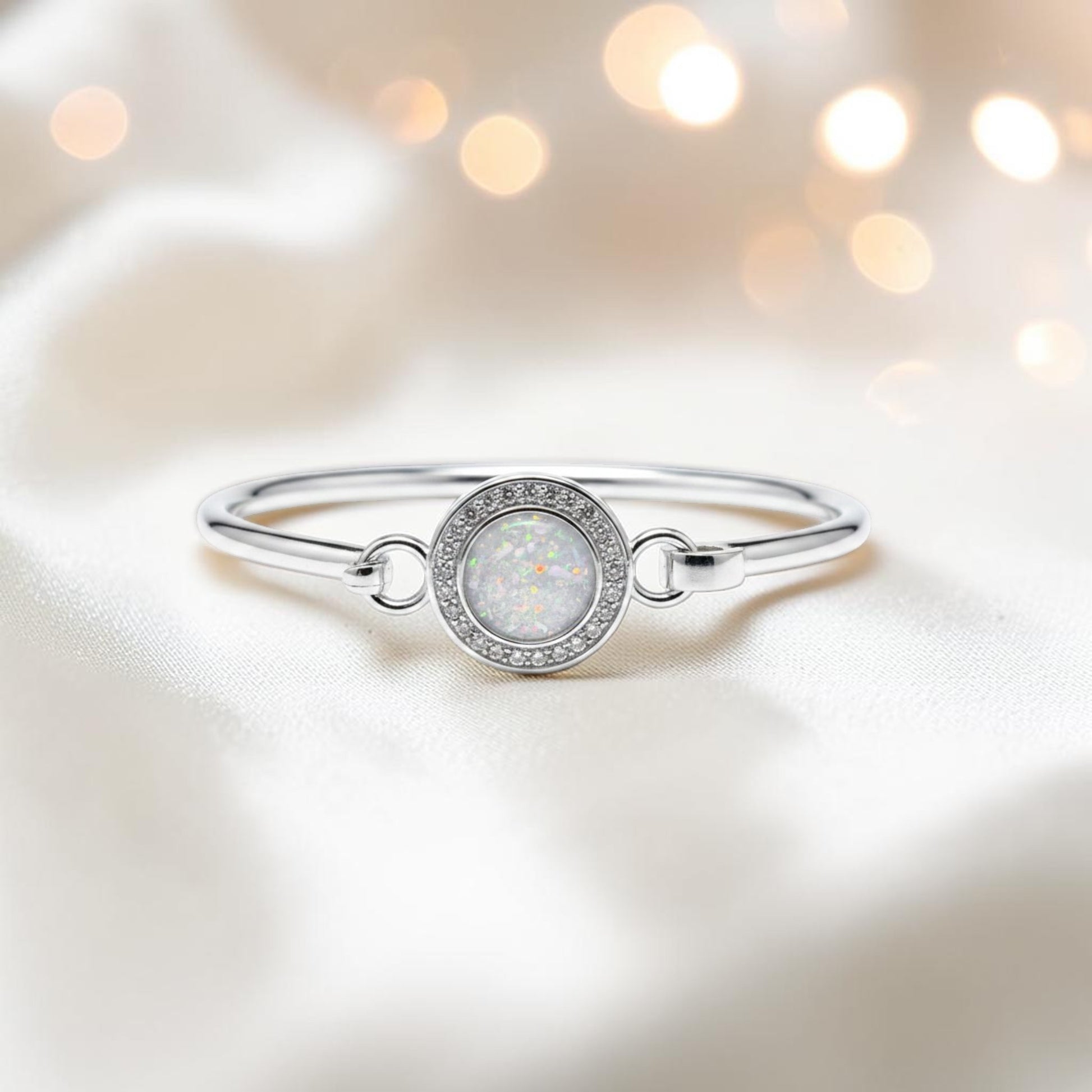 Halo Bangle — silver halo ashes memorial bangle, handcrafted in Lancashire, UK - by Keepsake memorial Jewellery