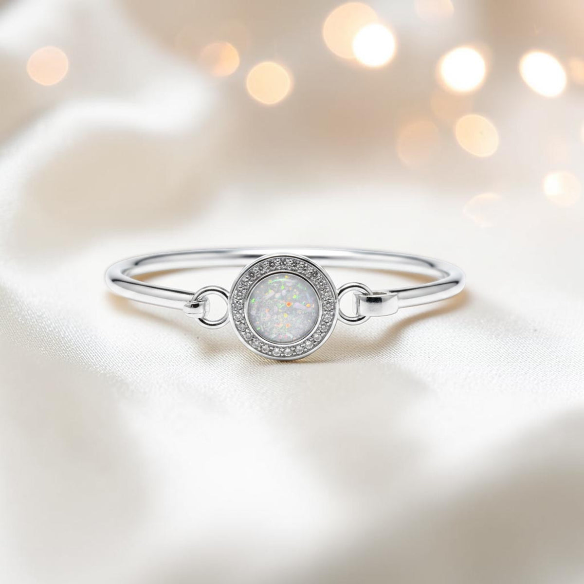 Halo Bangle — silver halo ashes memorial bangle, handcrafted in Lancashire, UK - by Keepsake memorial Jewellery