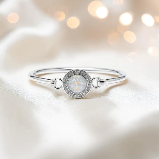 Halo Bangle — silver halo ashes memorial bangle, handcrafted in Lancashire, UK - by Keepsake memorial Jewellery