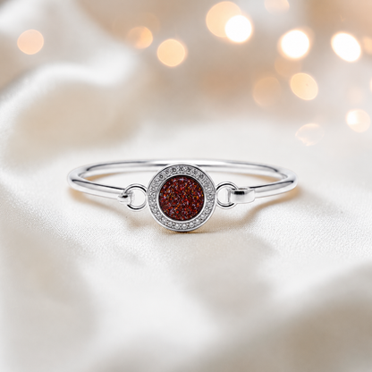 Halo Bangle — silver round CZ ashes memorial bangle in copper mocha, handcrafted in Lancashire, UK - by Keepsake Memorial Jewellery