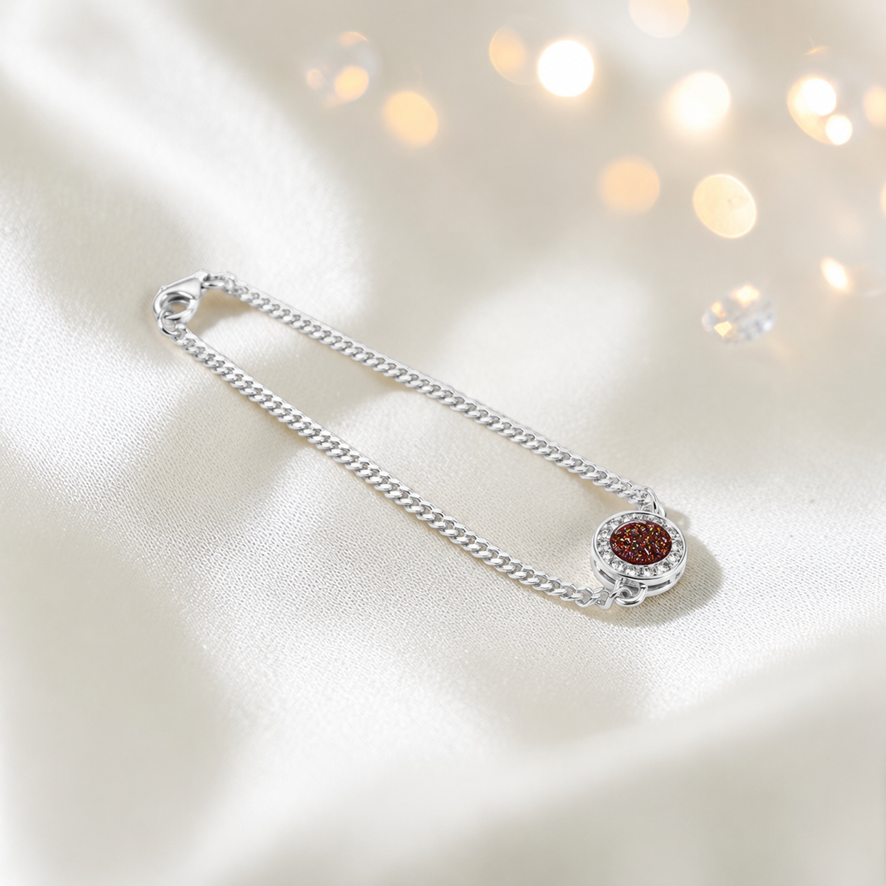 Halo Bracelet — silver halo ashes memorial bracelet in copper mocha, handcrafted in Lancashire, UK - by Keepsake Memorial Jewellery