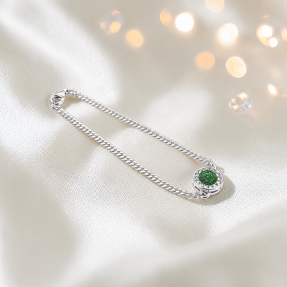 Halo Bracelet — silver halo ashes memorial bracelet in fruit green, handcrafted in Lancashire, UK - by Keepsake Memorial Jewellery